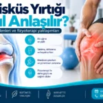 Menisküs yırtığı belirtileri ve diz fizyoterapi değerlendirmesini gösteren anatomik görsel