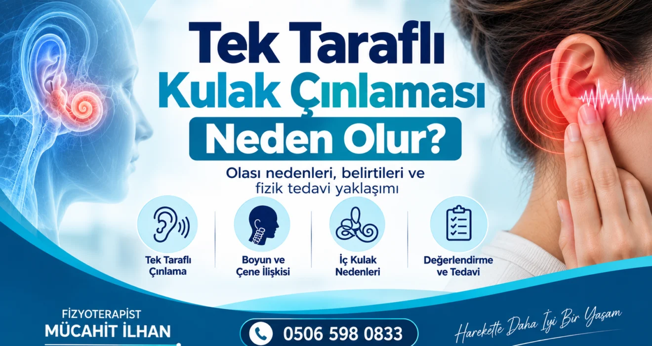 Tek taraflı kulak çınlaması nedenlerini ve değerlendirmeyi gösteren görsel