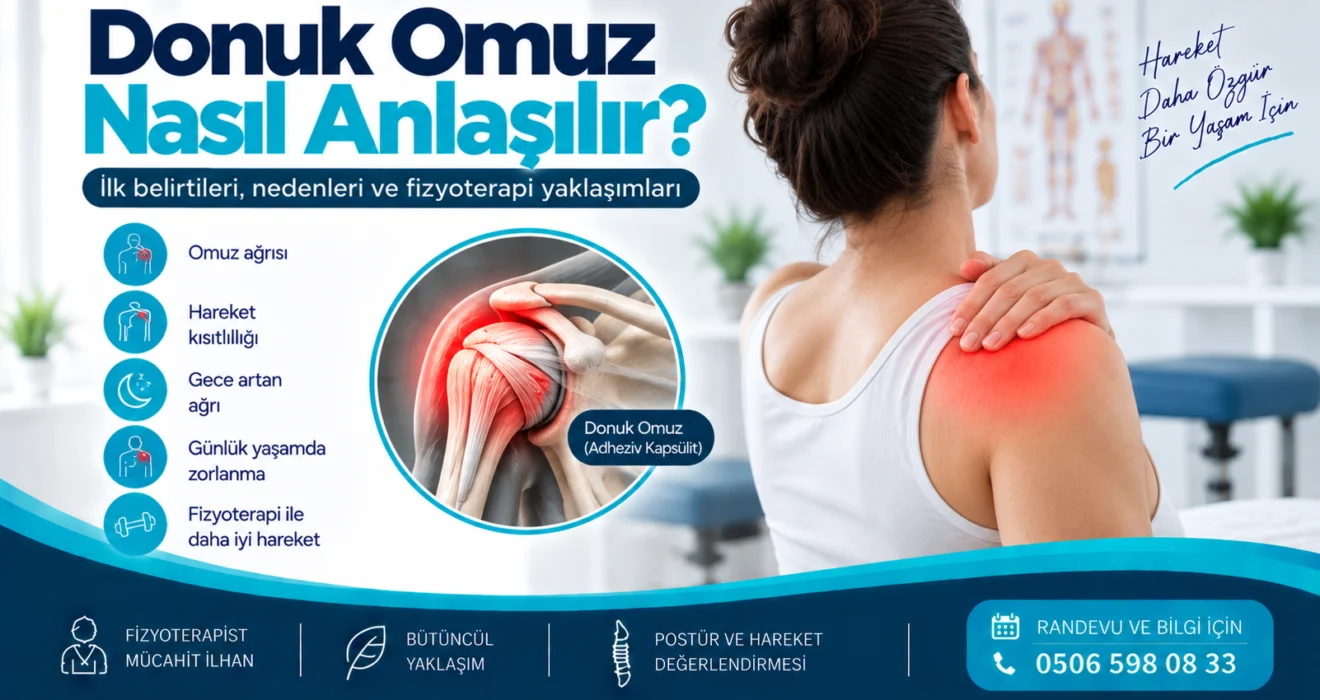 Donuk Omuz Nasıl Anlaşılır? İlk Belirtileri Nelerdir? için anatomik görsel ve fizyoterapi değerlendirmesi