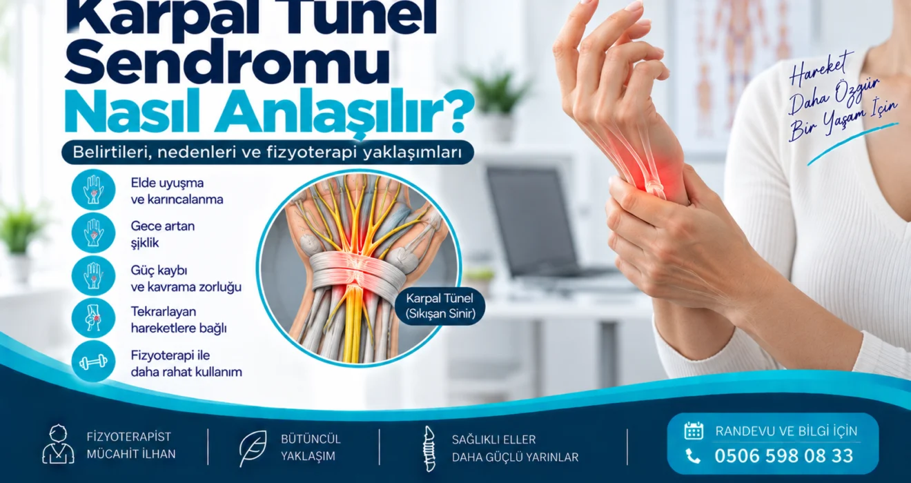 Karpal Tünel Sendromu Nasıl Anlaşılır? için anatomik görsel ve fizyoterapi değerlendirmesi