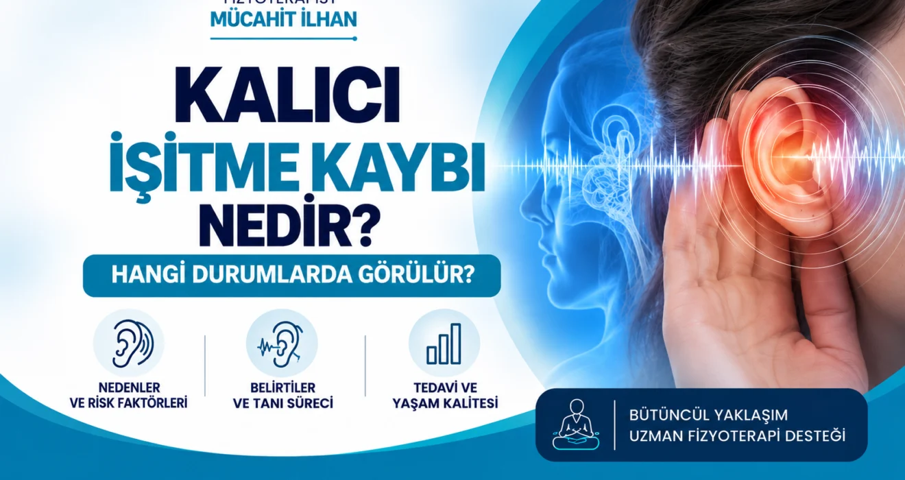 Kalıcı işitme kaybı nedenlerini ve iç kulak hasarını anlatan bilgilendirme görseli