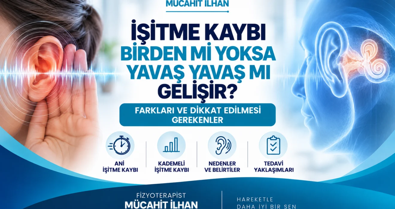 İşitme kaybı gelişimi ani ve yavaş başlangıç farklarını anlatan görsel