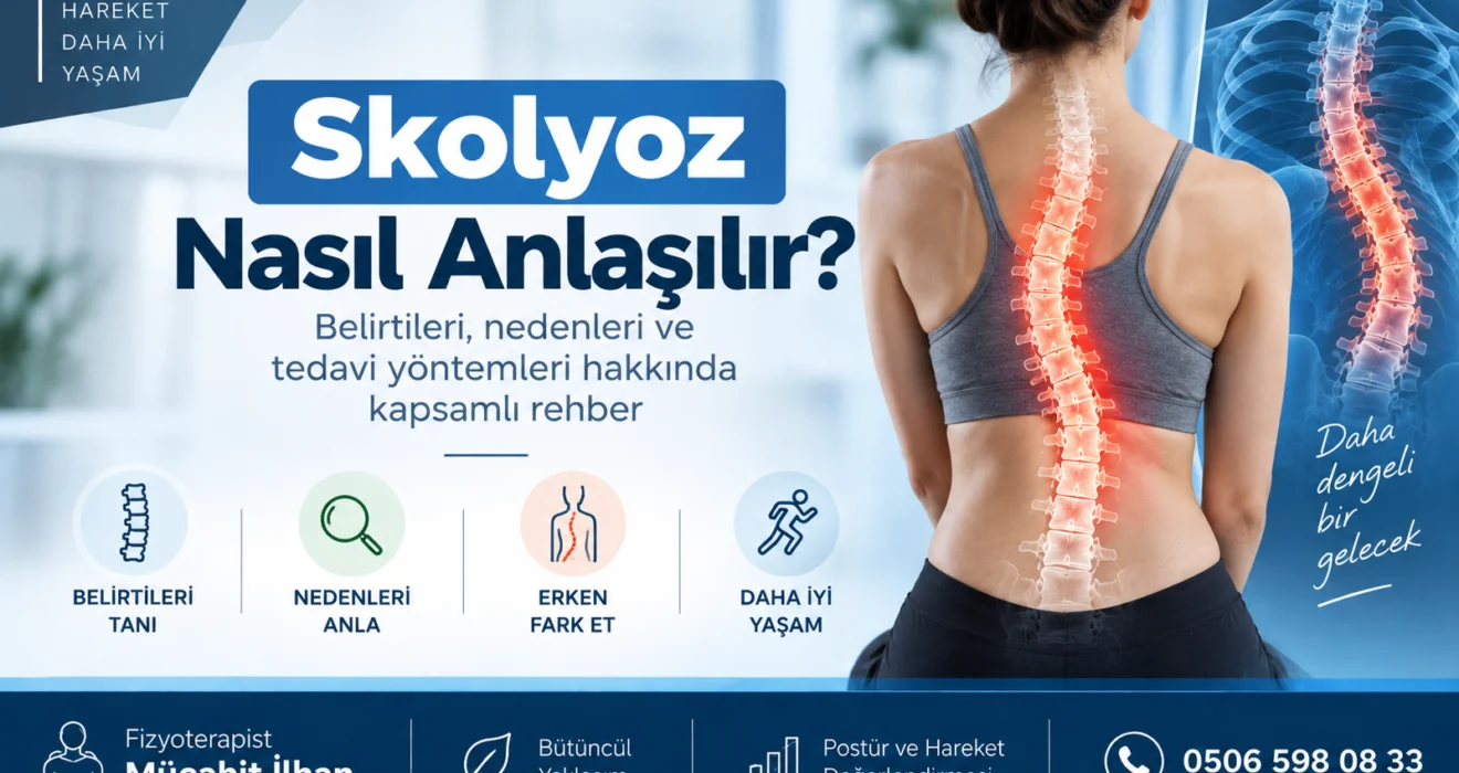 skolyoz nasıl anlaşılır – fizyoterapi değerlendirmesi ve anatomik bilgilendirme görseli